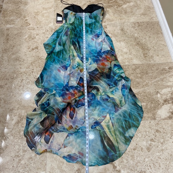 🛍️La Femme Multi Color High Low Chiffon Dress. Size 2. NWT - Picture 6 of 10